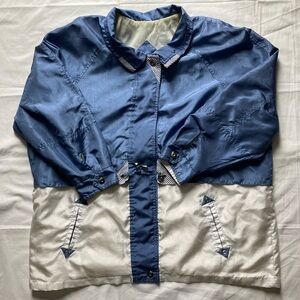 Out Brook Spring Fall Windbreaker White & Blue Jacket Women’s Size 3X vintage